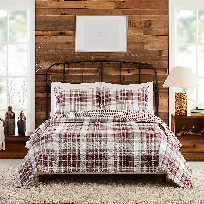 Laurel & Mayfair Camden Plaid Quilt Set with Shams, Red, King