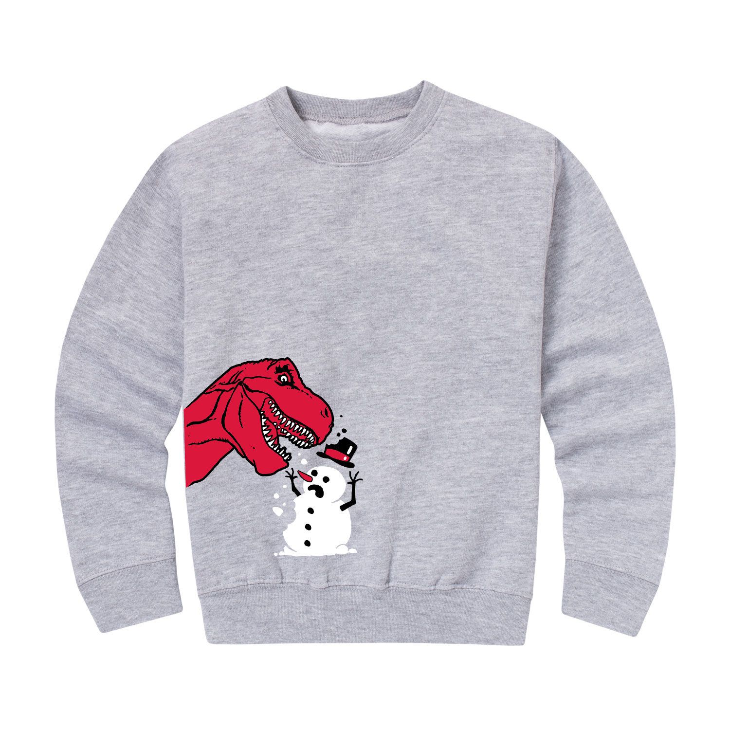 Boys 8 20 Dinosaur Snowman Graphic Fleece Sweatshirt   5539491