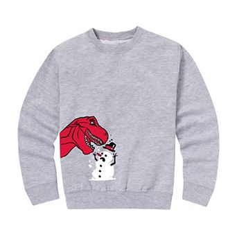 Boys 8-20 Dinosaur Snowman Crew Fleece Sweatshirt