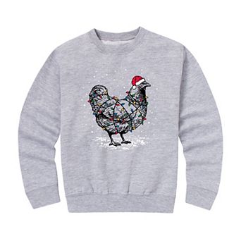 Boys 8-20 Chicken Christmas Lights Crew Fleece Sweatshirt