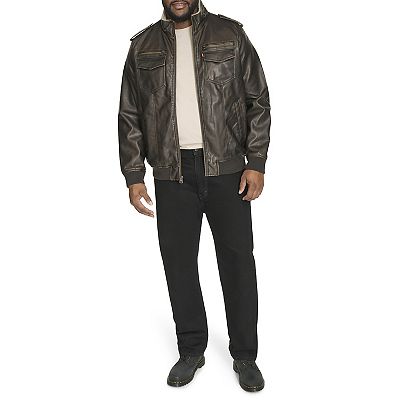 Big & Tall Levi's® Faux Leather Sherpa Lined Bomber Jacket