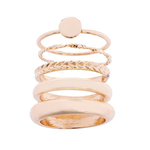 Sonoma Goods For Life® Gold Tone Circle, Textured & Plain Bands Ring Set