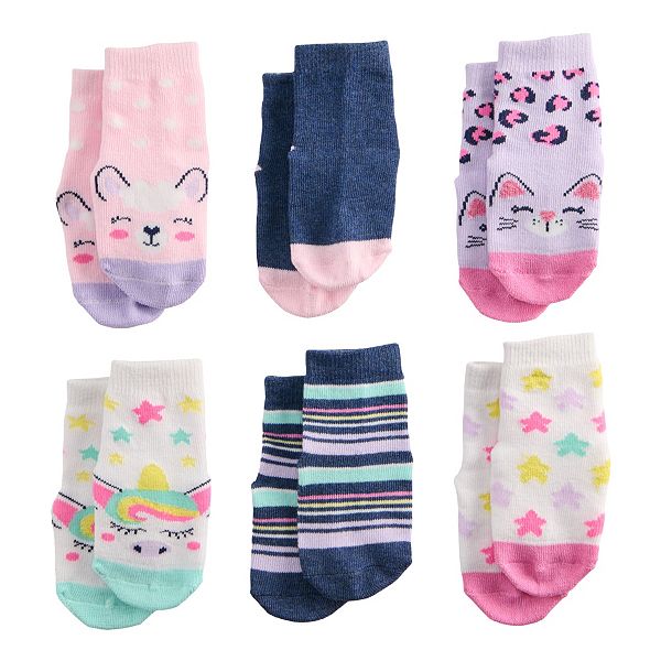 Baby / Toddler Girl Stride Rite 6-Pack Critter Crew Socks