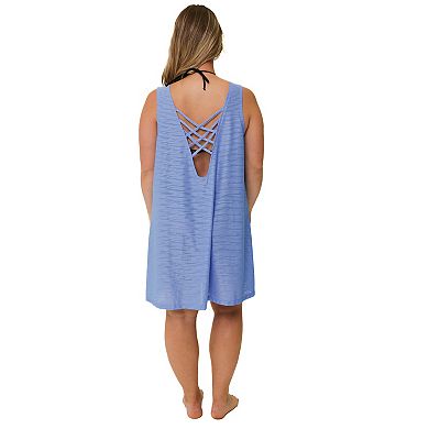 Plus Size Portocruz Lattice-Back Swim Cover-Up Dress