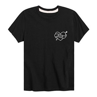 Boys 8-20 Mom Tattoo Heart Graphic Tee