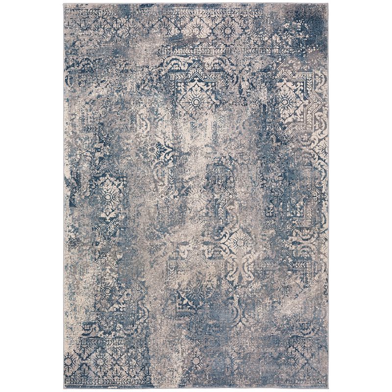 Addison Dayton Transitional Erased Persian Silver Area Rug, Blue, 8X10 Ft