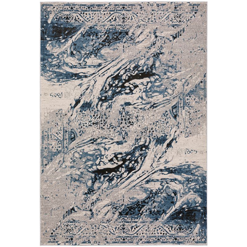 Addison Dayton Transitional Erased Persian Silver Accent Rug, Blue, 5X7.5 F