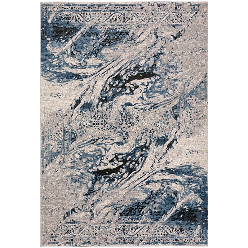 Addison Dayton Transitional Erased Persian Silver Accent Rug, Blue, 8X10 Ft