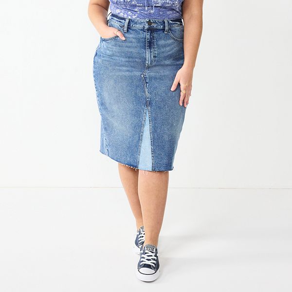 Juniors' Plus Size SO® Denim Midi Skirt