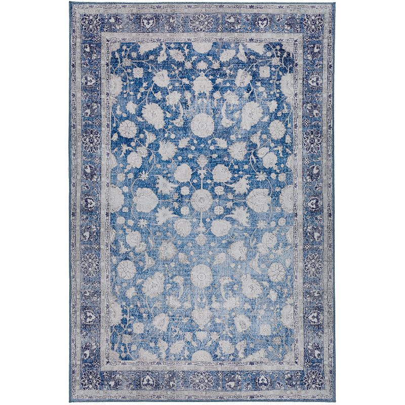 Addison Kensington Teal Persian Non-skid Accent Rug, Blue, 5X8 Ft