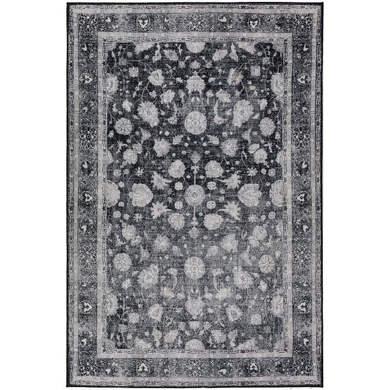 Addison Kensington Teal Persian Non-skid Accent Rug, Black, 8X10 Ft