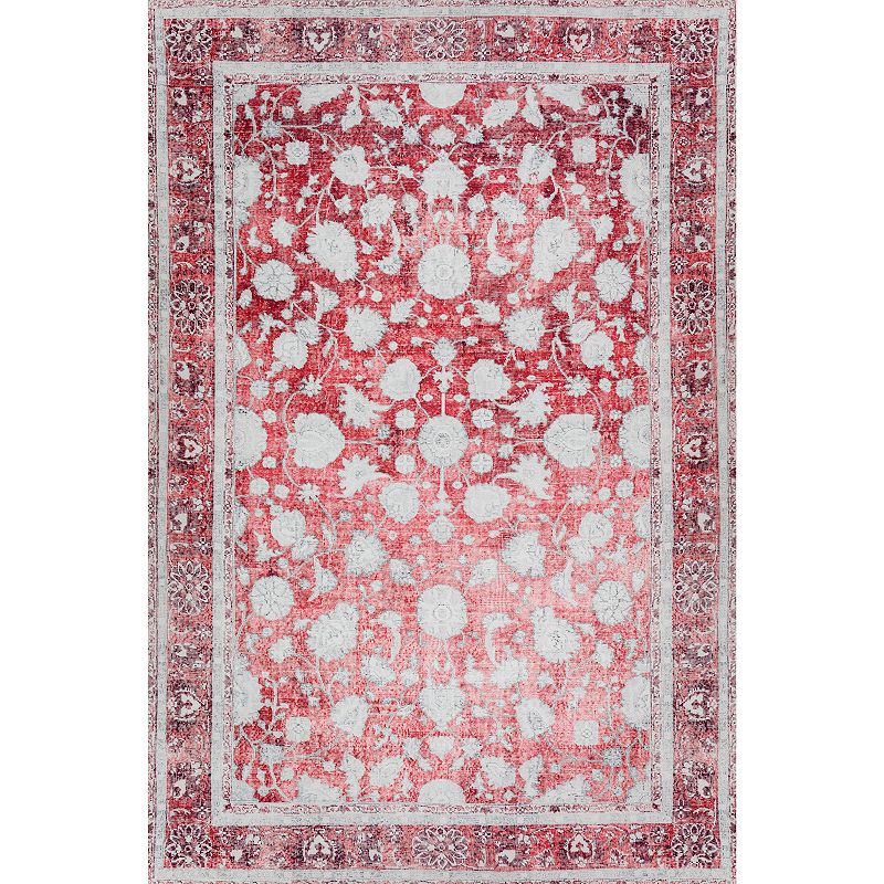 Addison Kensington Teal Persian Non-skid Accent Rug, Red, 8.5X13 Ft