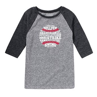 Boys 8-20 Baseball Phrases Graphic Raglan Tee