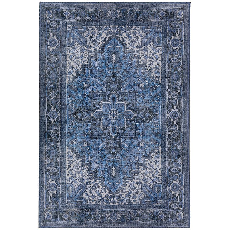 Addison Kensington Red Persian Non-skid Accent Rug, Blue, 5X8 Ft