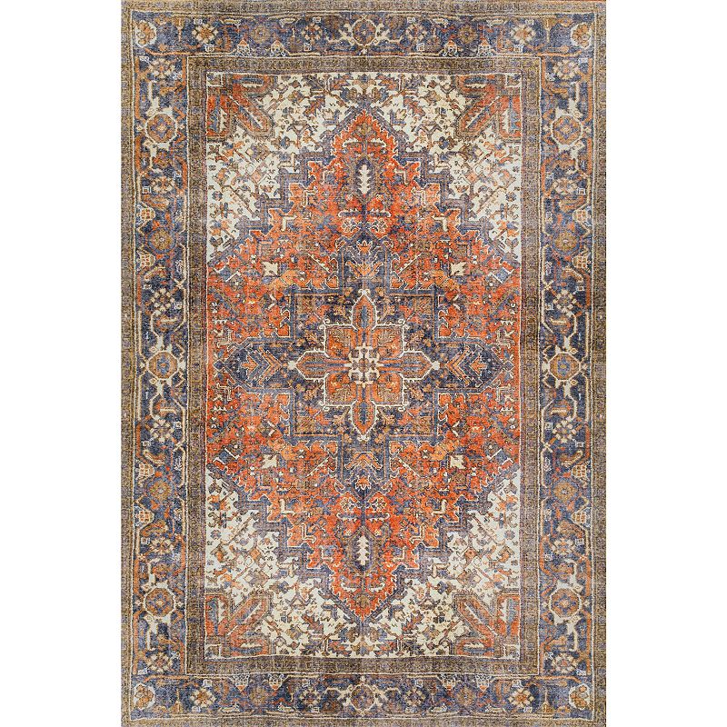 Addison Kensington Red Persian Non-skid Accent Rug, Brown, 5X8 Ft