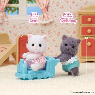 Calico Critters Persian Cat Twins Set of 2 Collectible Doll Figures with Pushcart Accessory