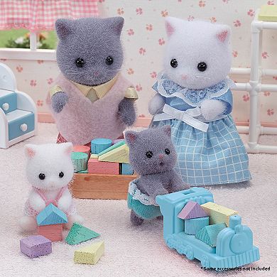 Calico Critters Persian Cat Twins Set of 2 Collectible Doll Figures with Pushcart Accessory