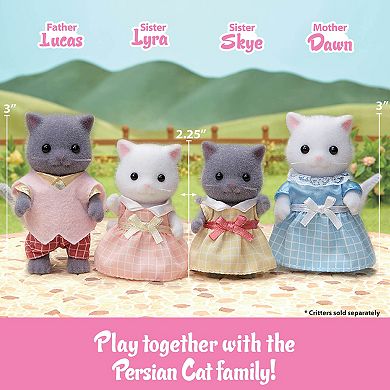 Calico Critters Persian Cat Twins Set of 2 Collectible Doll Figures with Pushcart Accessory