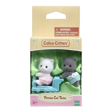 Calico Critters Persian Cat Twins Set of 2 Collectible Doll Figures with Pushcart Accessory