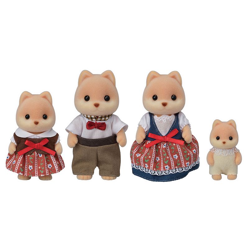 Calico Critters Caramel Dog Family Set of 4 Collectible Doll Figures, Multi