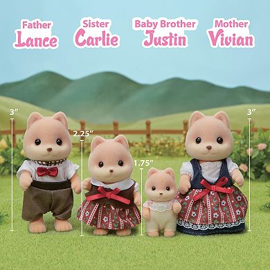Calico Critters Caramel Dog Family Set of 4 Collectible Doll Figures