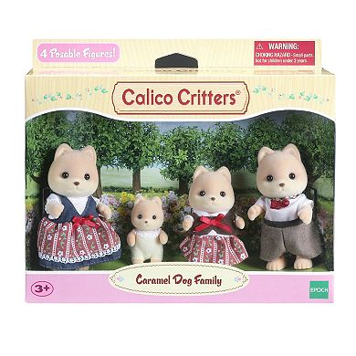 Calico Critters Caramel Dog Family Set of 4 Collectible Doll Figures
