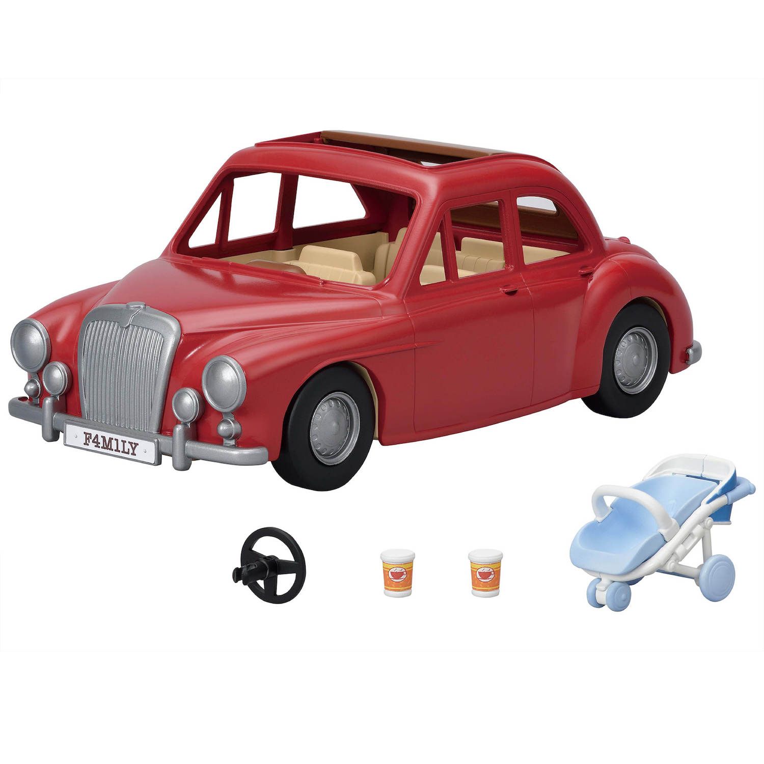 Calico Critters Family Cruising Car Toy Vehicle for Dolls with Baby Stroller Included