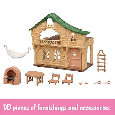 Calico Critters Lakeside Lodge Gift Set Dollhouse Playset with Figure and Furniture