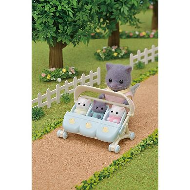 Calico Critters Triplets Stroller Dollhouse Accessory Set for Triplet Figures