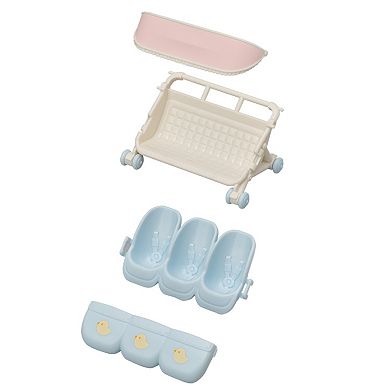 Calico Critters Triplets Stroller Dollhouse Accessory Set for Triplet Figures