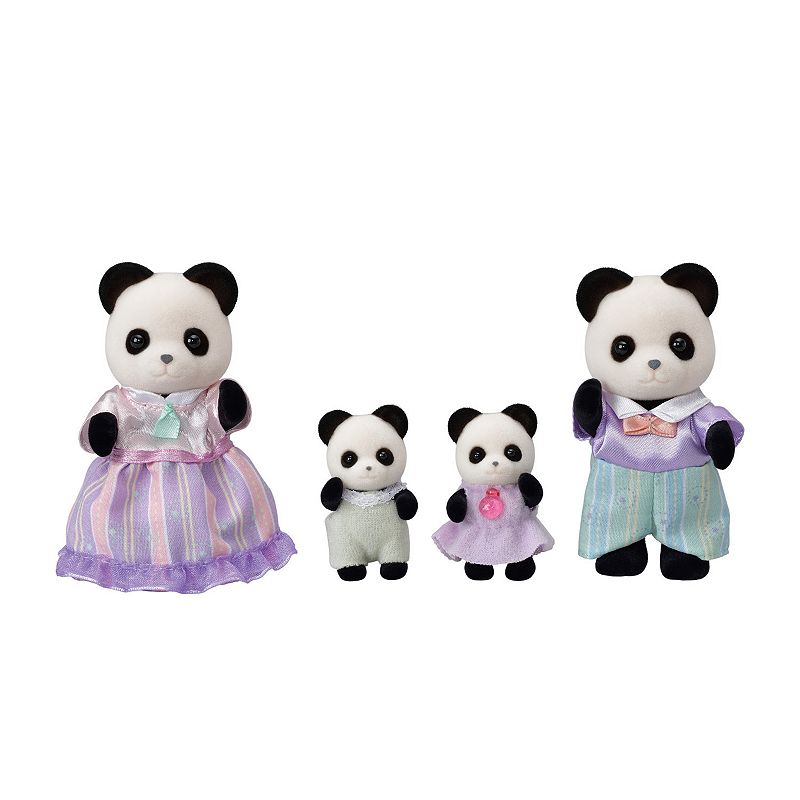 Calico Critters Pookie Panda Family Set of 4 Collectible Doll Figures, Mult