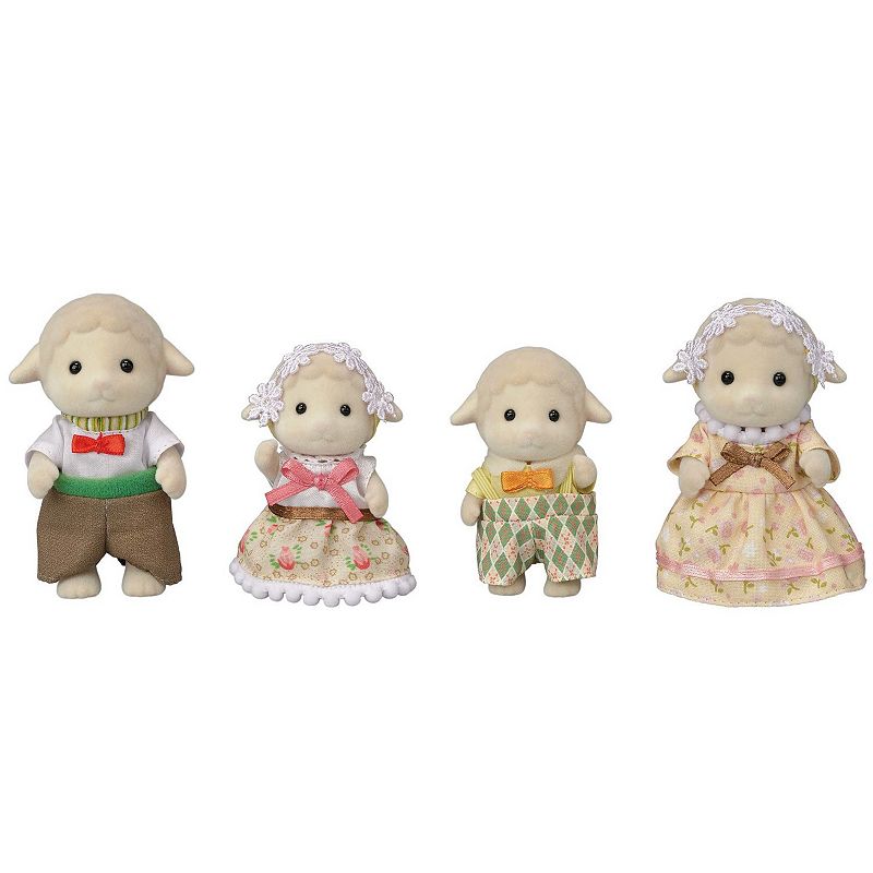 Calico Critter Sheep Family Set of 4 Collectible Doll Figures, Multicolor