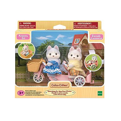 Calico Critters Husky Brother & Sister's Tandem Cycling Dollhouse Playset with Figures and Accessories