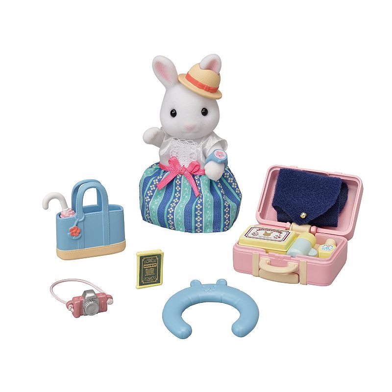 Calico Critters Snow Rabbit Mothers Weekend Travel Dollhouse Playset with 
