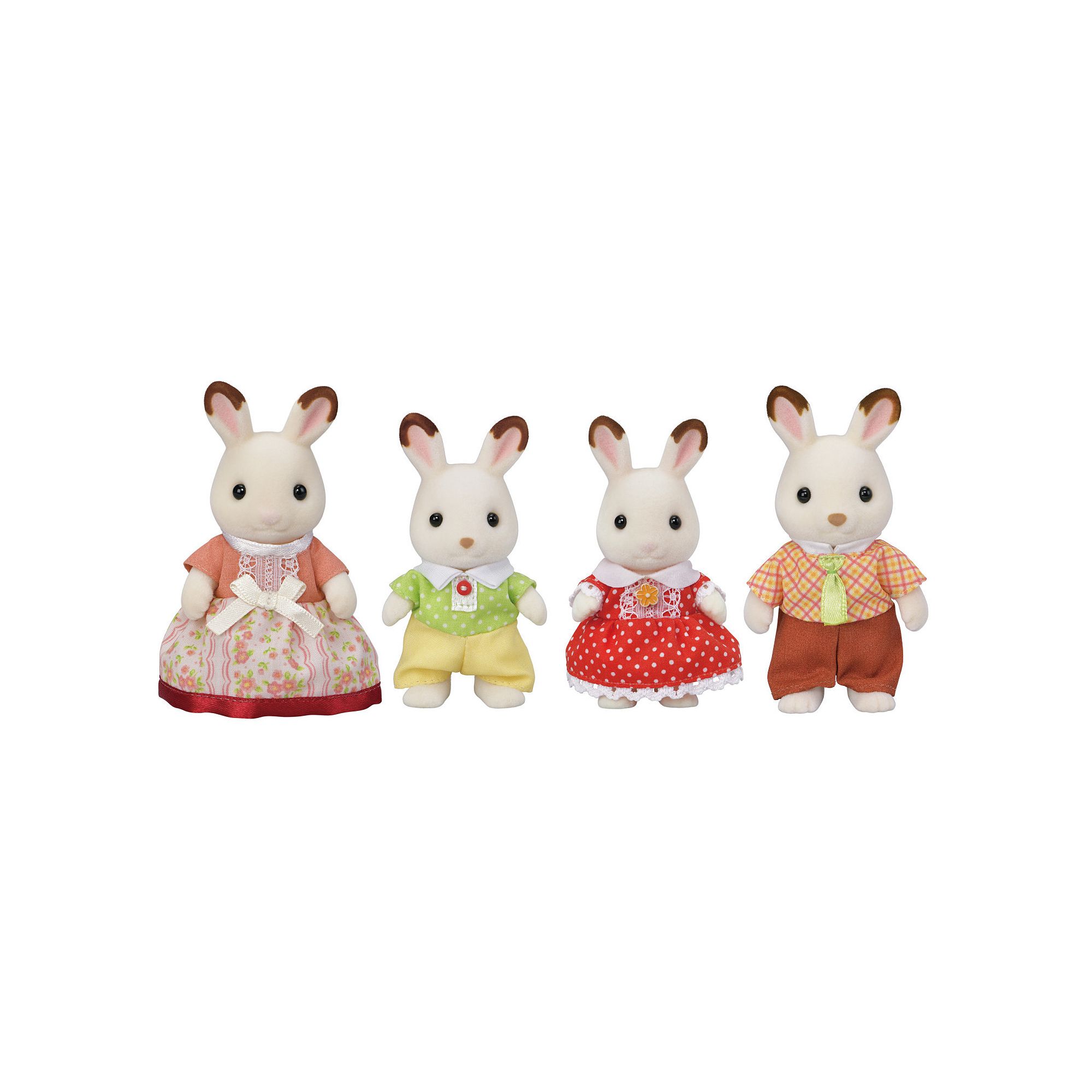 Calico Critters Hopscotch Rabbit Family Set of 4 Collectible Doll Figures, 