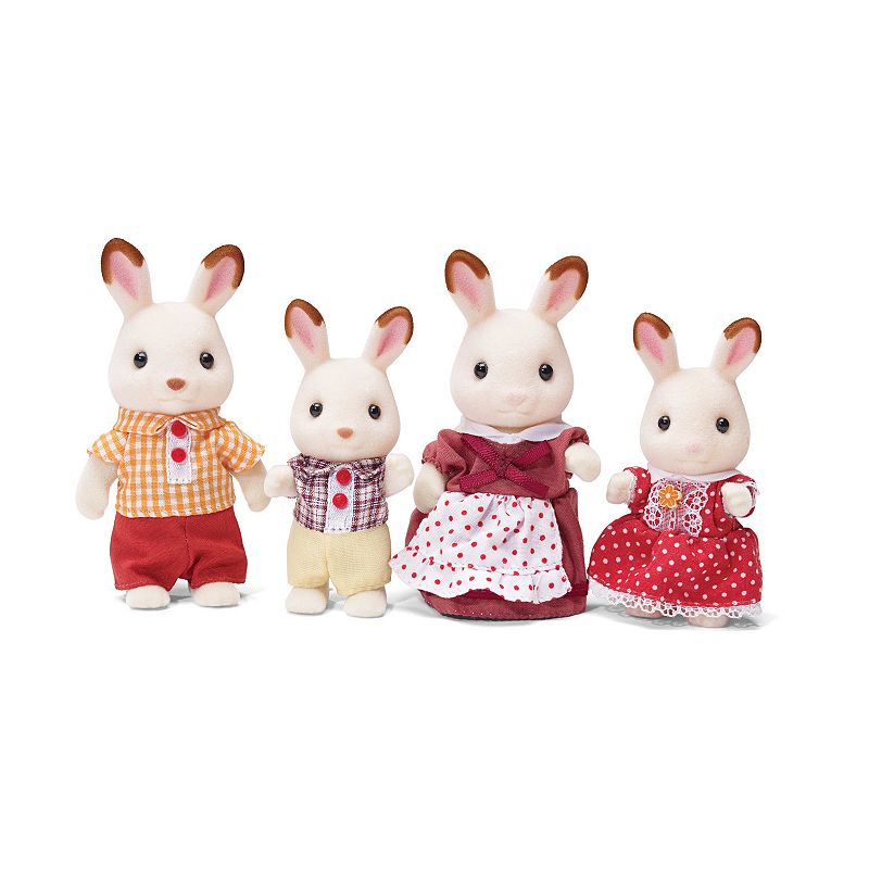 Calico Critters Hopscotch Rabbit Family Set of 4 Collectible Doll Figures, 