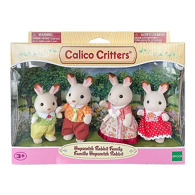 Calico Critters Hopscotch Rabbit Family Set of 4 Collectible Doll Figures