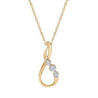 Together As One 10k Gold 1/4 Carat T.W. IGI Certified Diamond Infinity Pendant Necklace