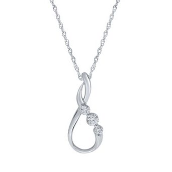 Together As One 10k Gold 1/4 Carat T.W. IGI Certified Diamond Infinity Pendant Necklace