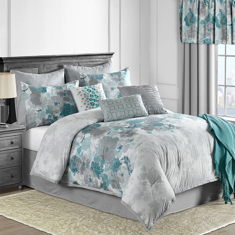 Lanwood Claire Comforter Set with Shams, Blue, Queen