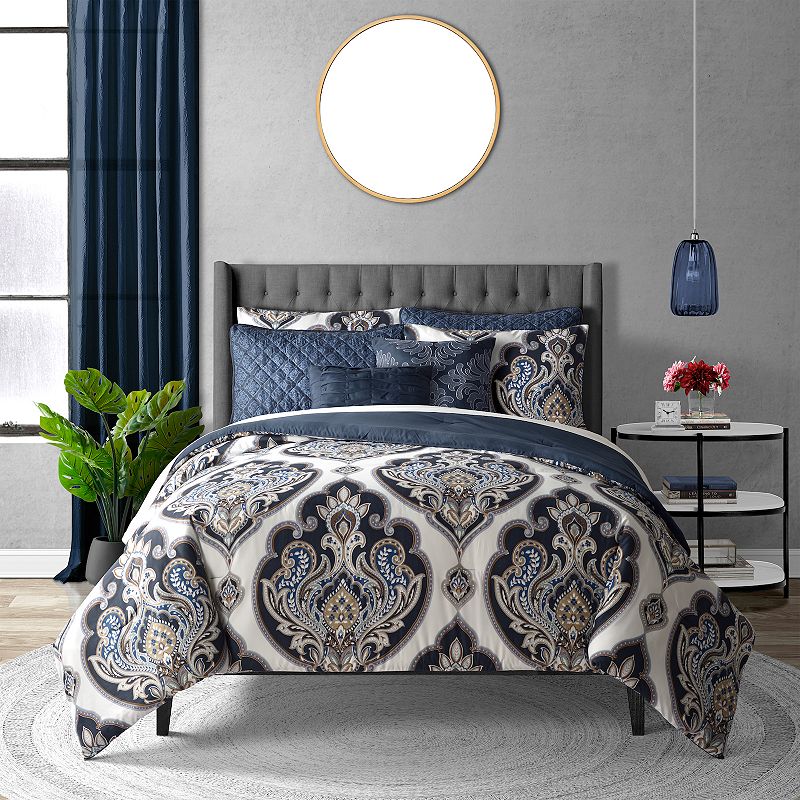 69918195 Lanwood Danica Comforter Set with Shams, Blue, Kin sku 69918195