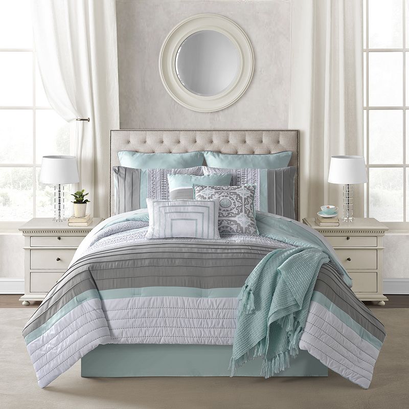 54555047 Lanwood Mia Comforter Set with Shams, Grey, Full sku 54555047