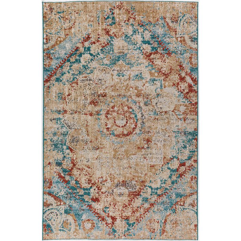 Addison Fairfax Traditional Meadow Accent Rug, Beig/Green, 5X7.5 Ft