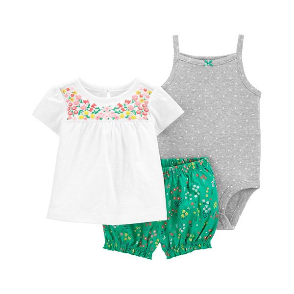 Baby Girl Carter's Floral Bodysuits & Shorts Set