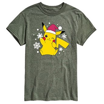 Men's Pokemon Santa Hat Snowflakes Tee