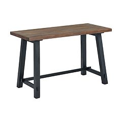 Erina Solid Acacia Wood Small Desk in Distressed Charcoal Brown