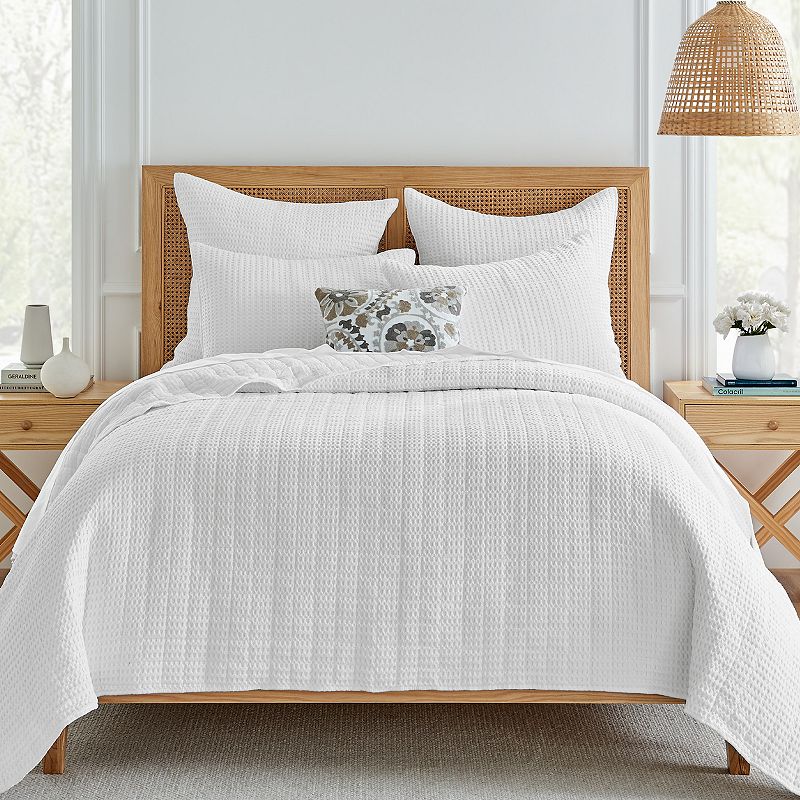 Levtex Home Mills Waffle Bright White Quilt Set with Shams, King