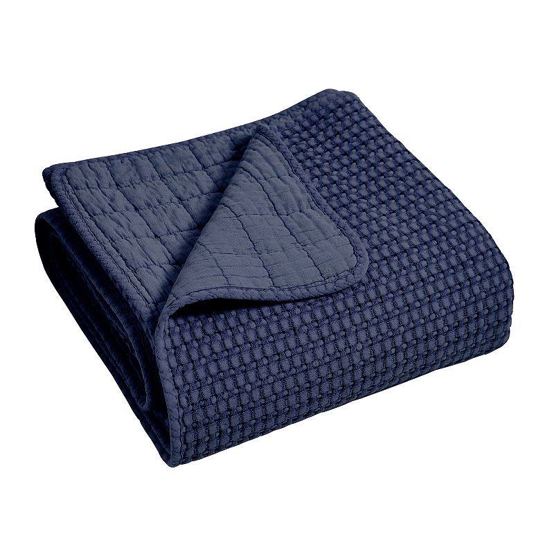 Levtex Home Mills Waffle Navy Quilted Throw, Blue