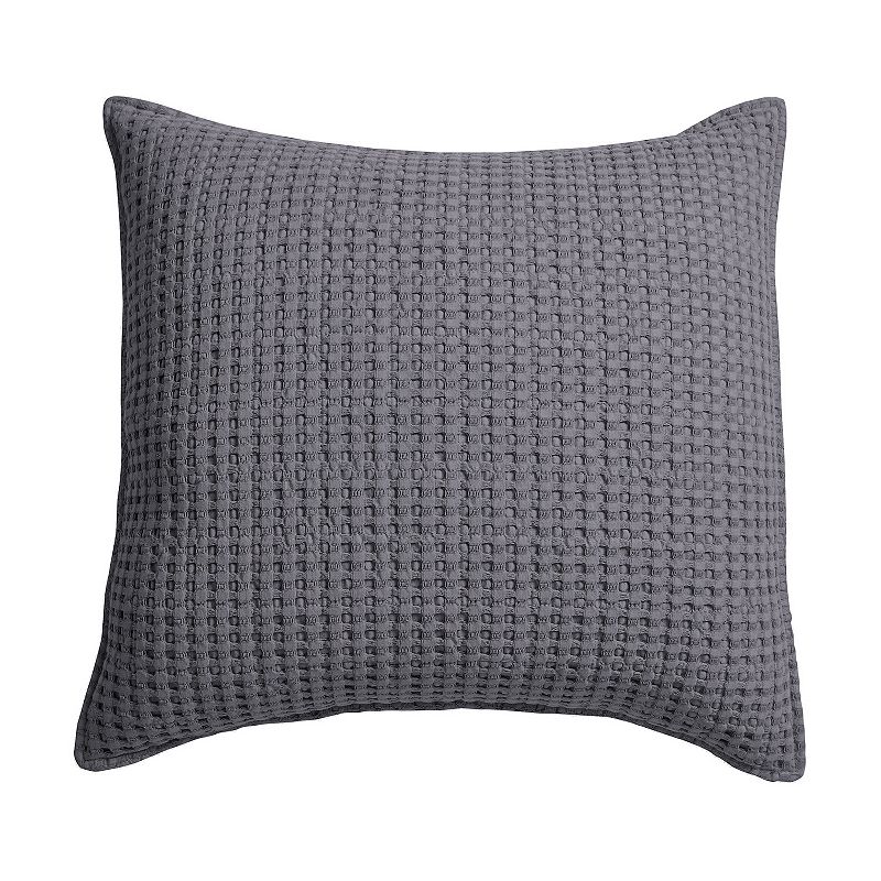 Levtex Home Mills Waffle Charcoal Square Pillow, Black, Fits All