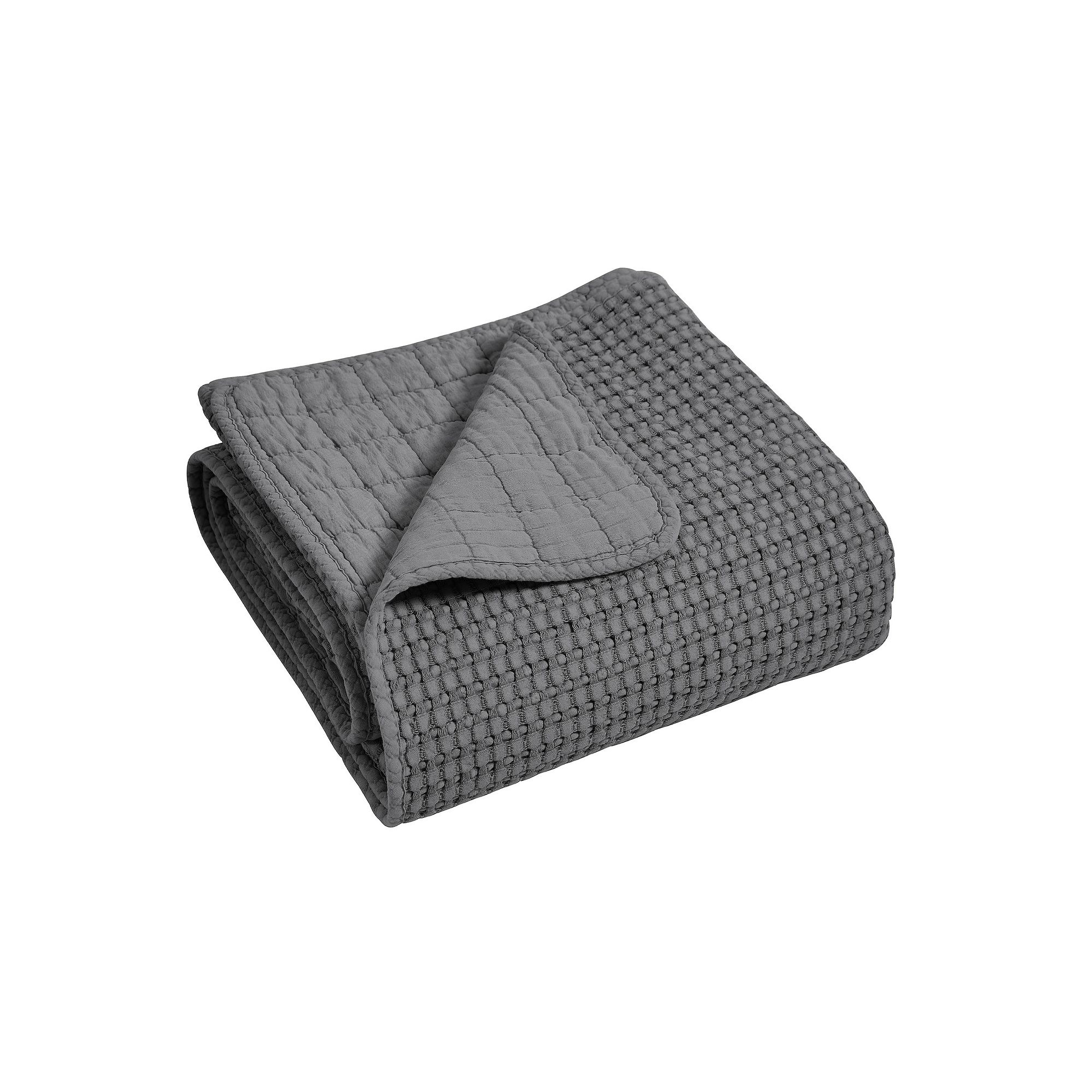 Levtex Home Mills Waffle Charcoal Quilted Throw, Black